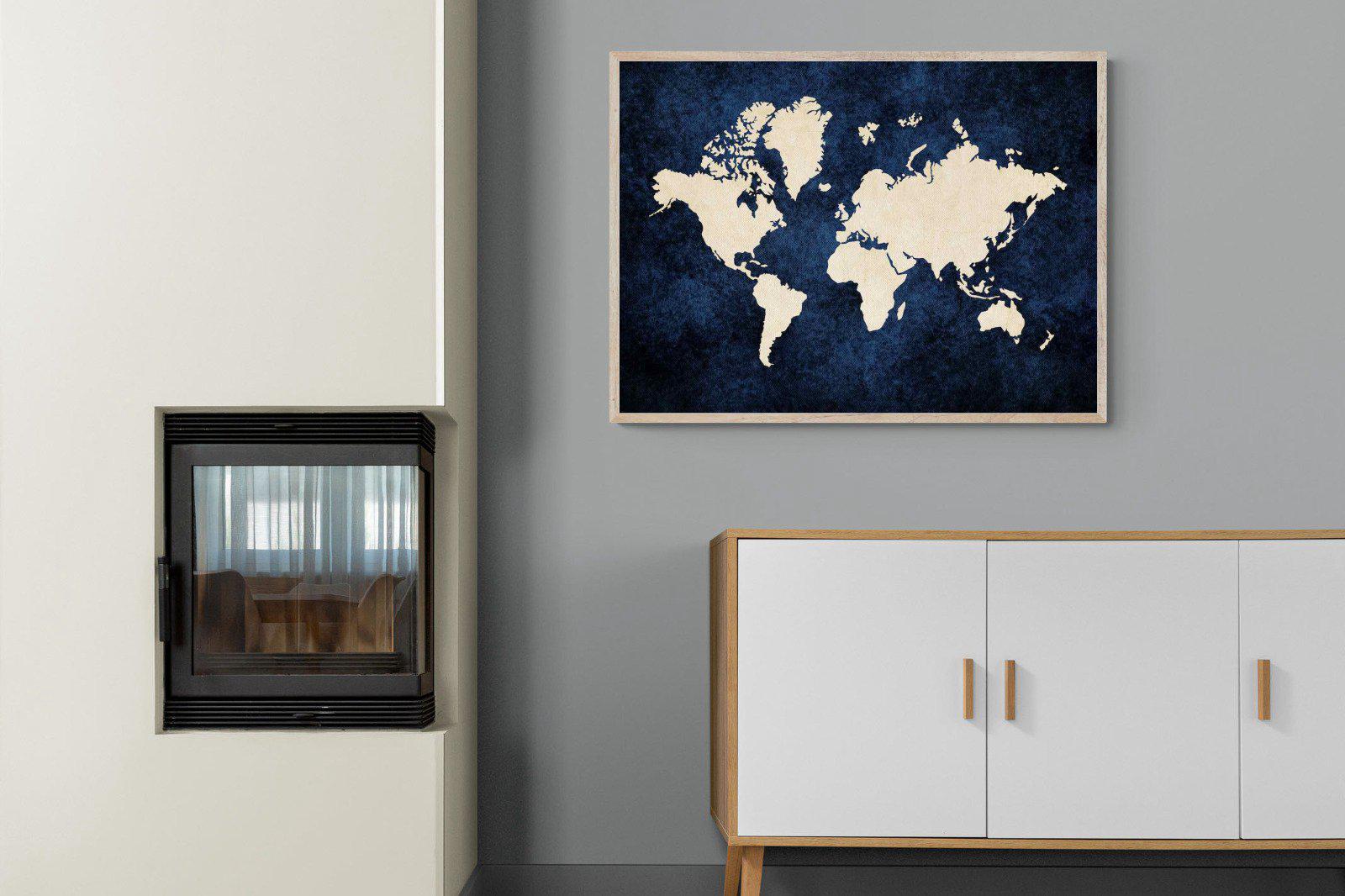 Map of the World-Wall_Art-100 x 75cm-Mounted Canvas-Wood-Pixalot