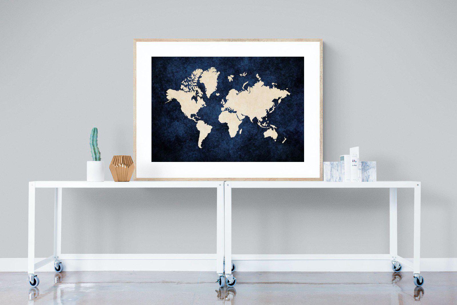 Map of the World-Wall_Art-120 x 90cm-Framed Print-Wood-Pixalot