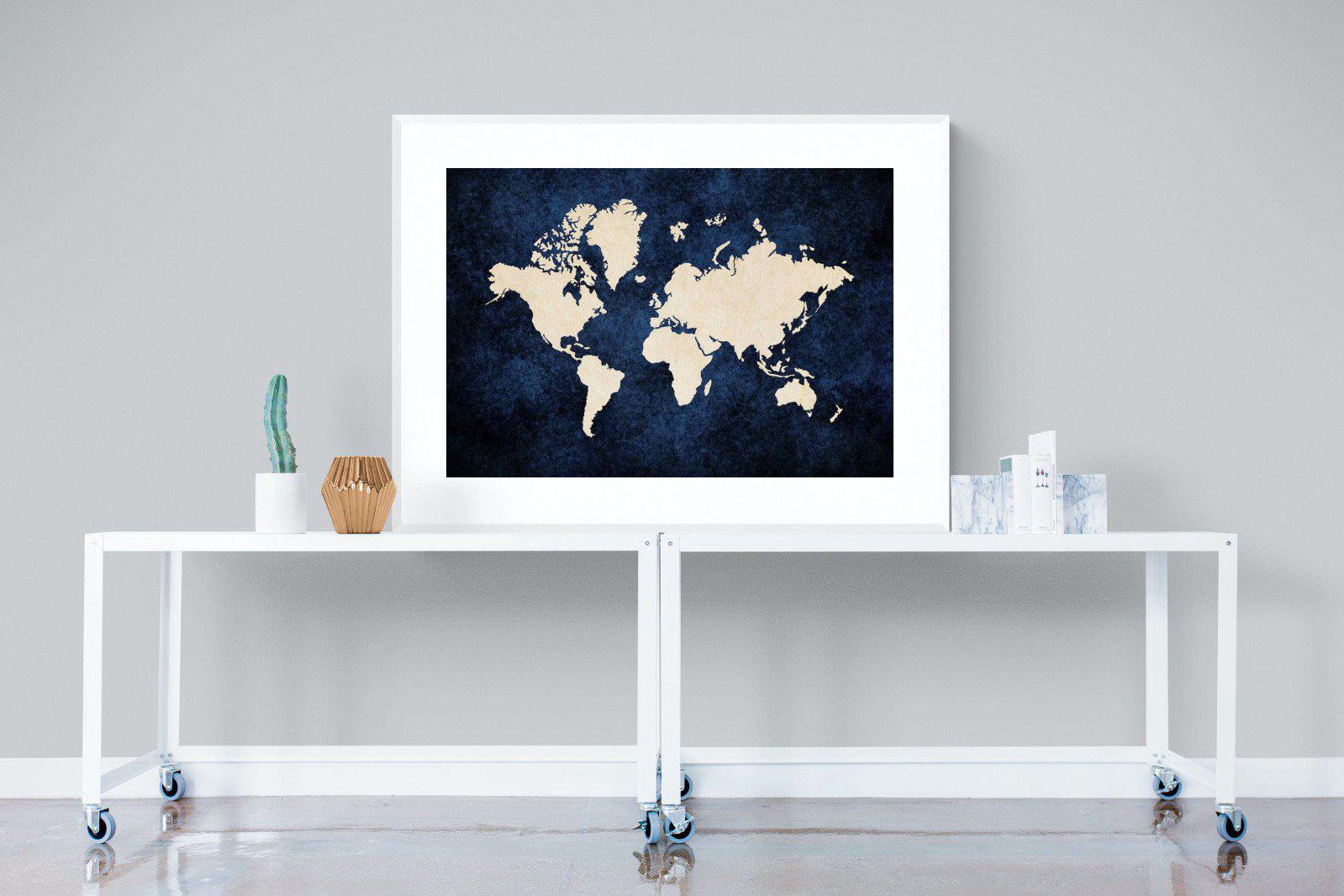 Map of the World-Wall_Art-120 x 90cm-Framed Print-White-Pixalot