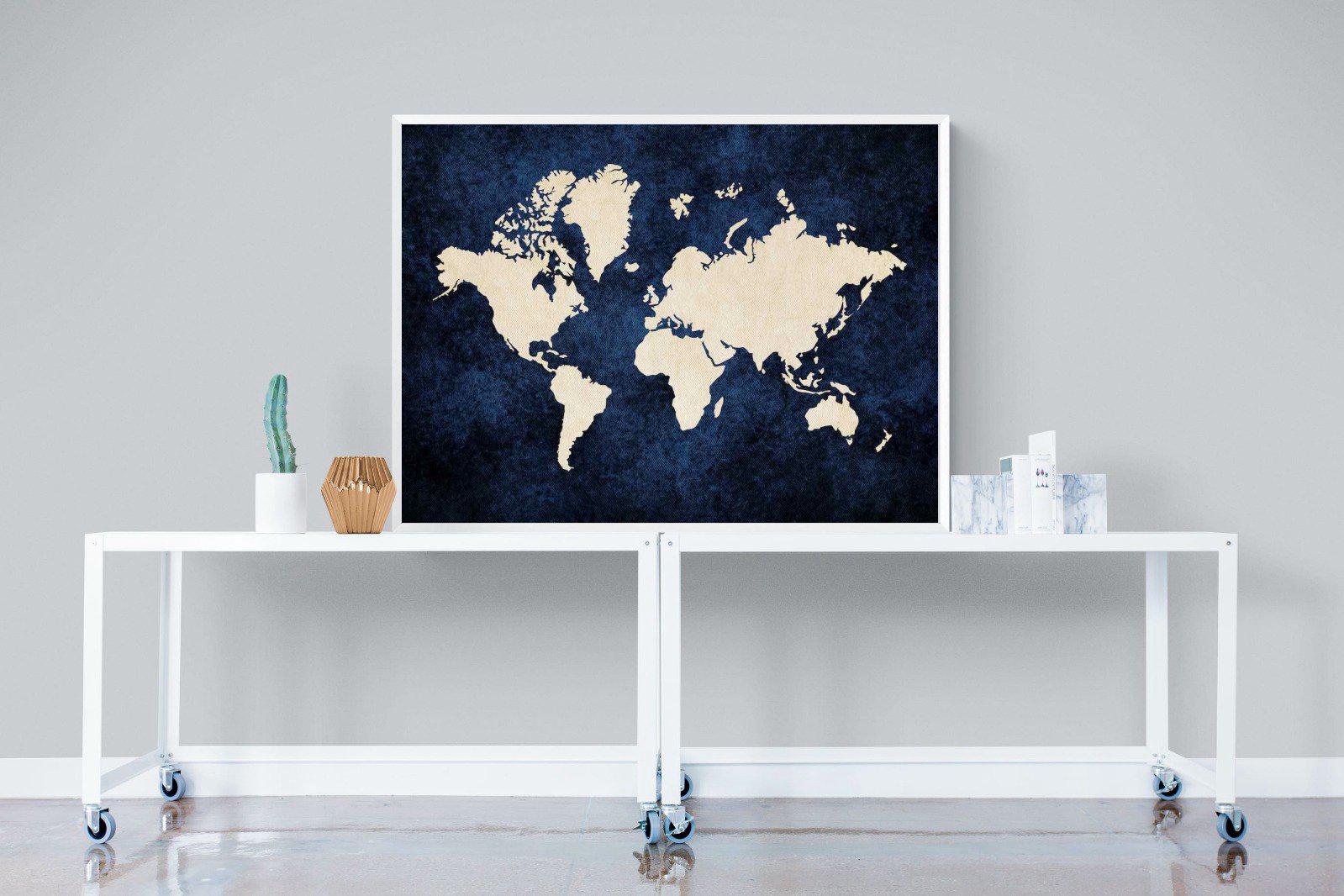 Map of the World-Wall_Art-120 x 90cm-Mounted Canvas-White-Pixalot