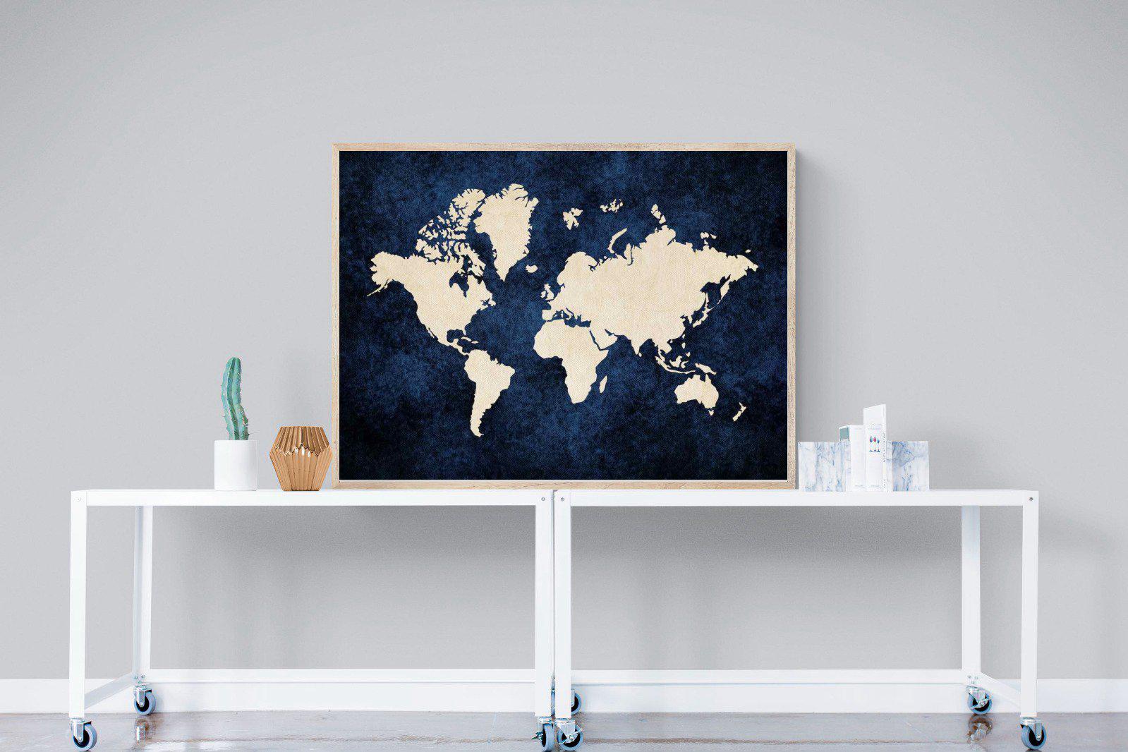 Map of the World-Wall_Art-120 x 90cm-Mounted Canvas-Wood-Pixalot