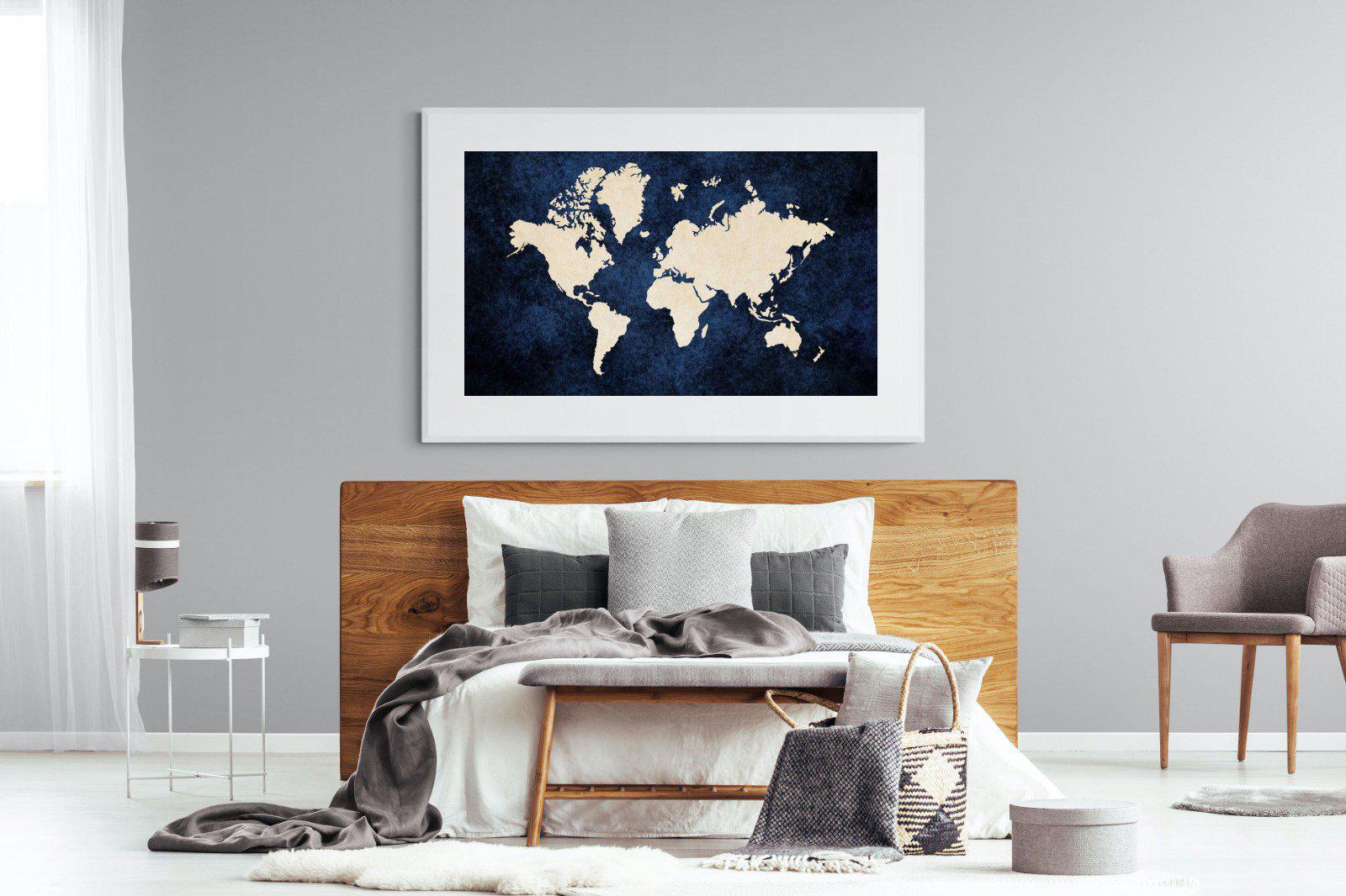 Map of the World-Wall_Art-150 x 100cm-Framed Print-White-Pixalot
