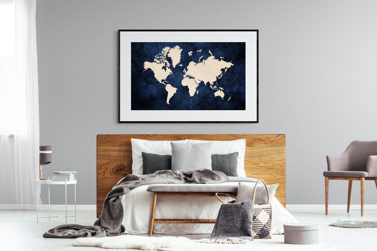 Map of the World-Wall_Art-150 x 100cm-Framed Print-Black-Pixalot