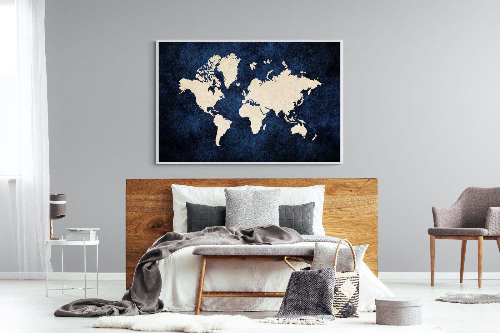 Map of the World-Wall_Art-150 x 100cm-Mounted Canvas-White-Pixalot