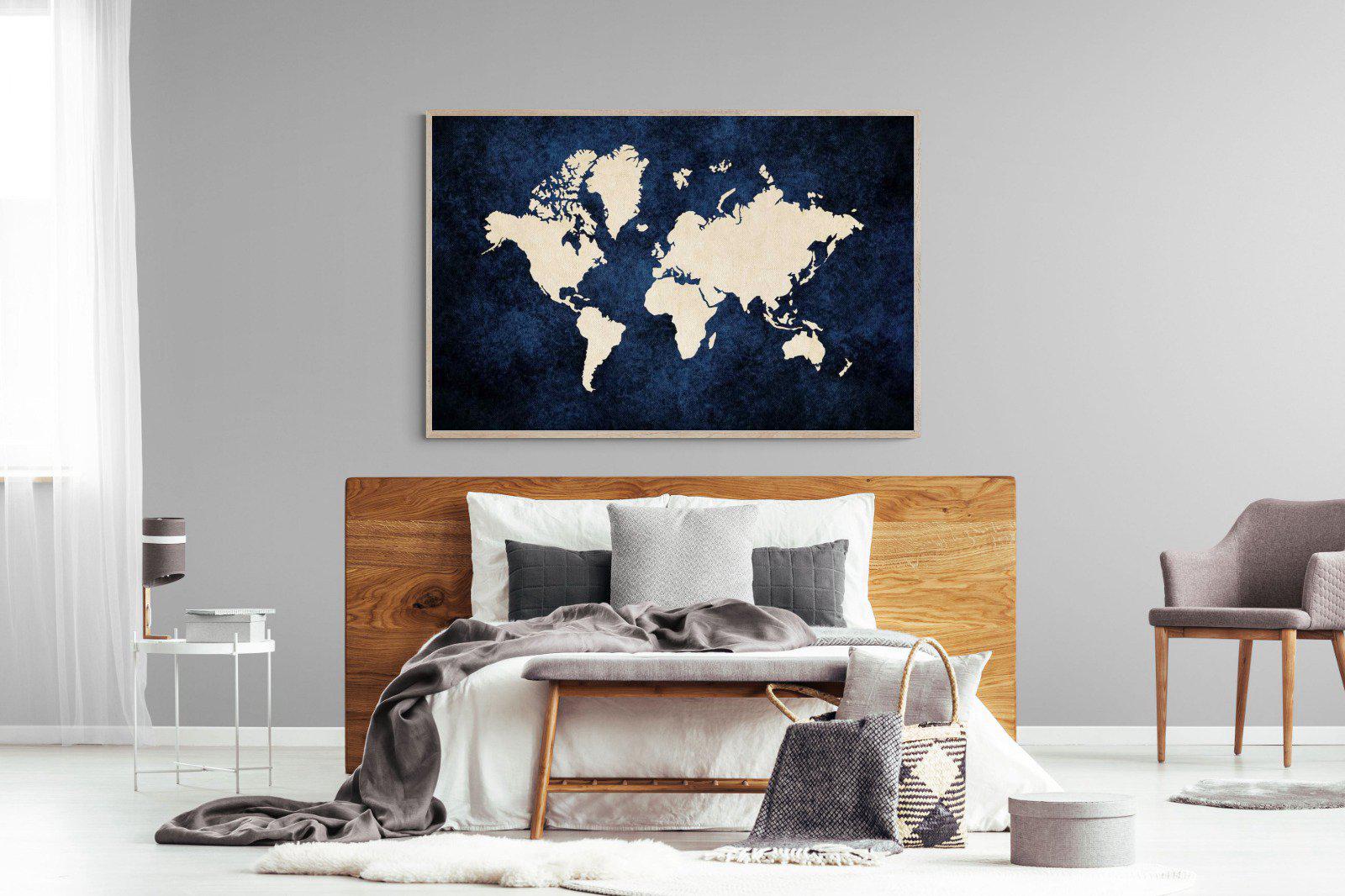 Map of the World-Wall_Art-150 x 100cm-Mounted Canvas-Wood-Pixalot
