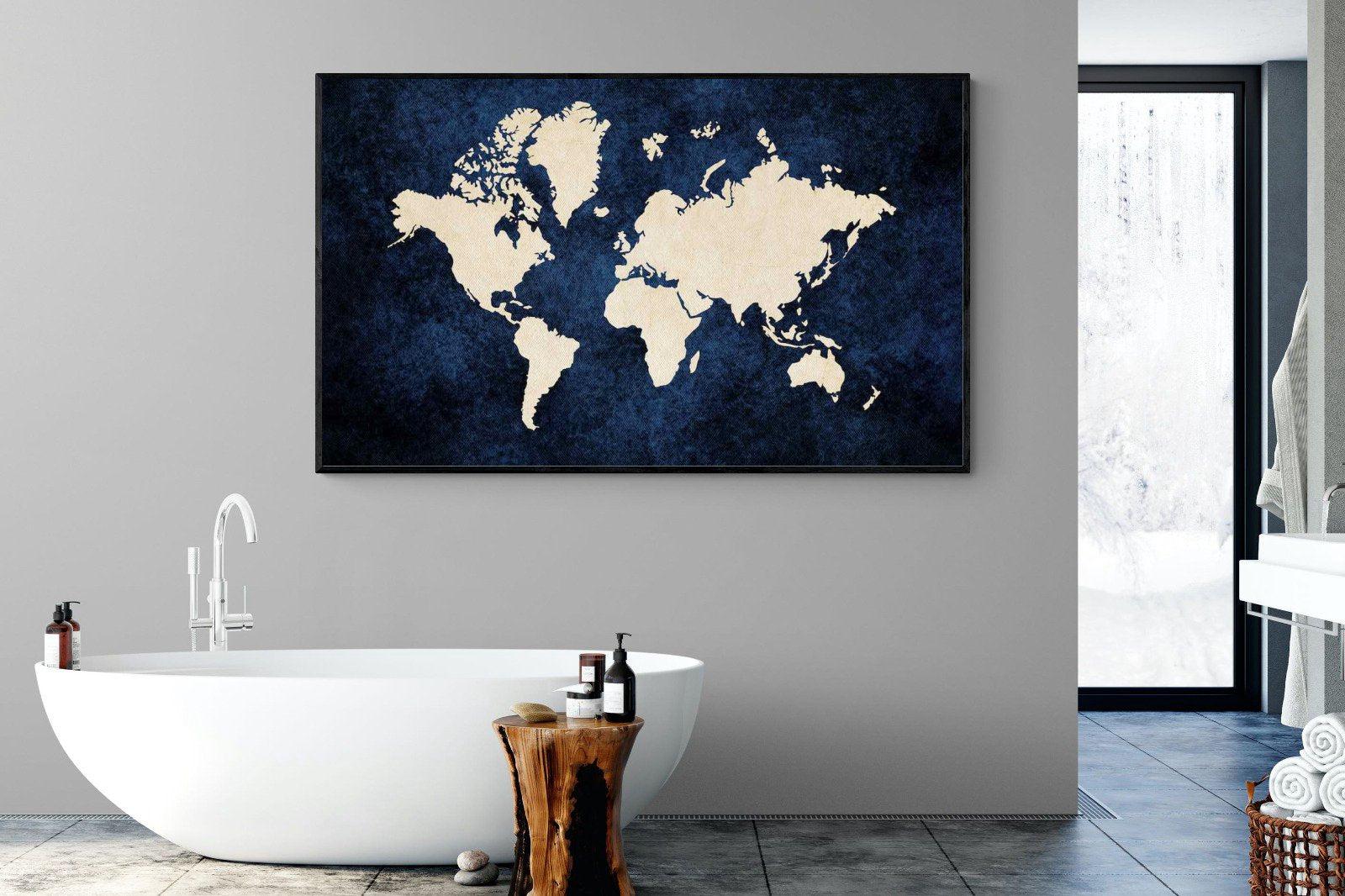 Map of the World-Wall_Art-180 x 110cm-Mounted Canvas-Black-Pixalot