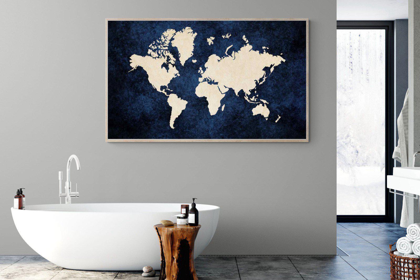 Map of the World-Wall_Art-180 x 110cm-Mounted Canvas-Wood-Pixalot