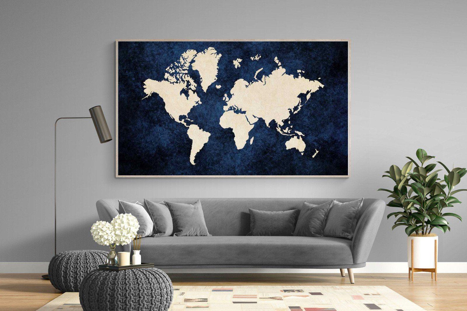Map of the World-Wall_Art-220 x 130cm-Mounted Canvas-Wood-Pixalot