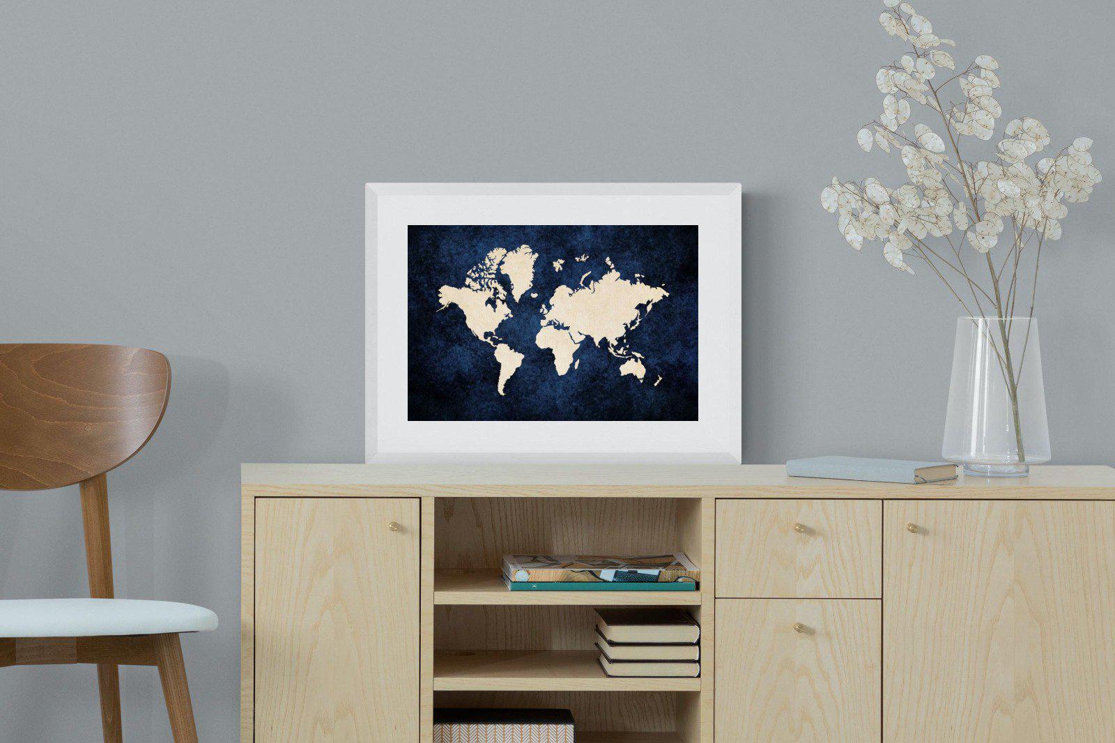Map of the World-Wall_Art-60 x 45cm-Framed Print-White-Pixalot