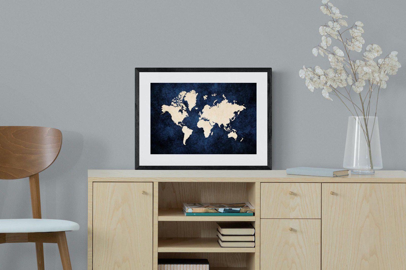 Map of the World-Wall_Art-60 x 45cm-Framed Print-Black-Pixalot