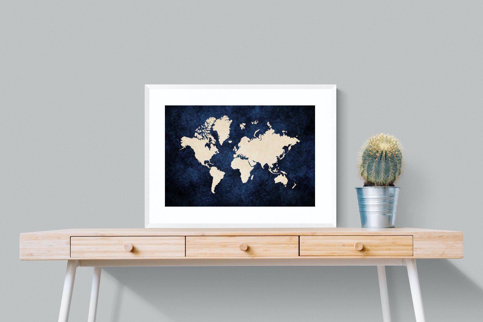 Map of the World-Wall_Art-80 x 60cm-Framed Print-White-Pixalot