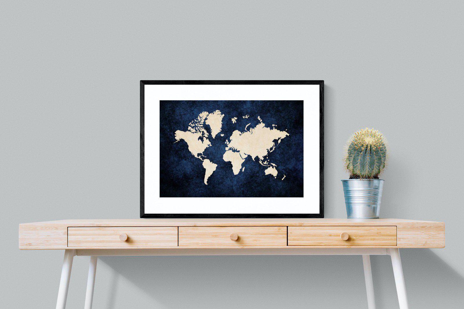 Map of the World-Wall_Art-80 x 60cm-Framed Print-Black-Pixalot