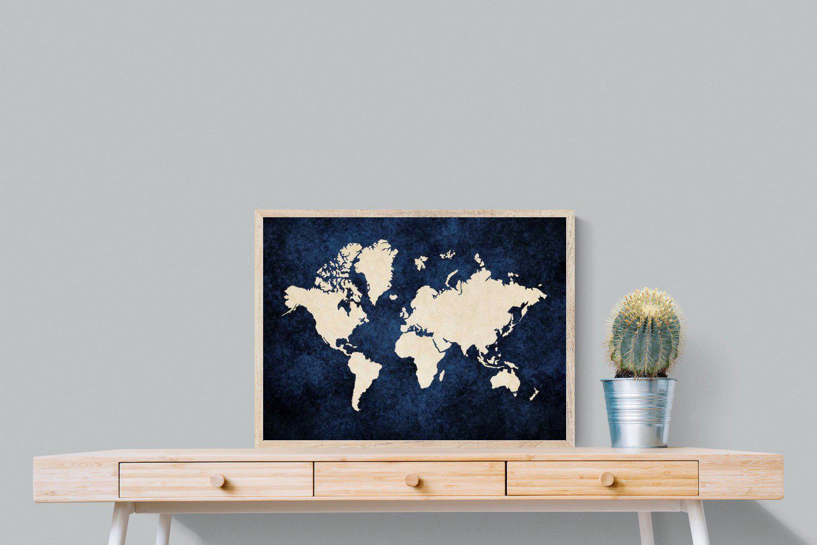 Map of the World-Wall_Art-80 x 60cm-Mounted Canvas-Wood-Pixalot