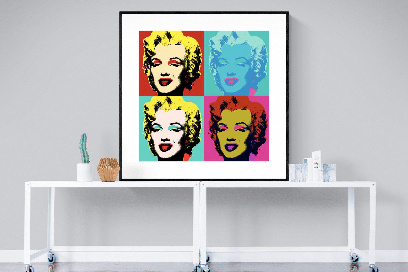 Marilyn Diptych-Wall_Art-120 x 120cm-Framed Print-Black-Pixalot