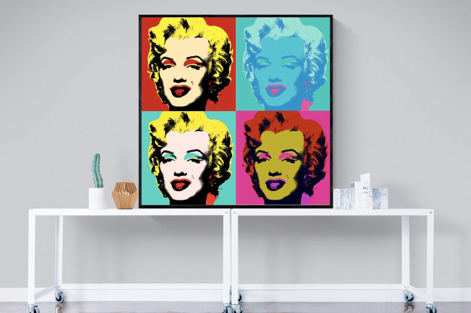 Marilyn Diptych-Wall_Art-120 x 120cm-Mounted Canvas-Black-Pixalot