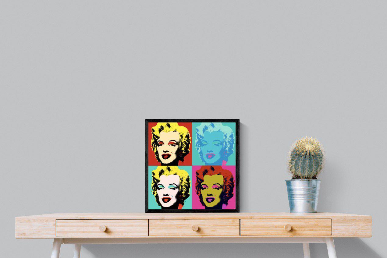 Marilyn Diptych-Wall_Art-50 x 50cm-Mounted Canvas-Black-Pixalot