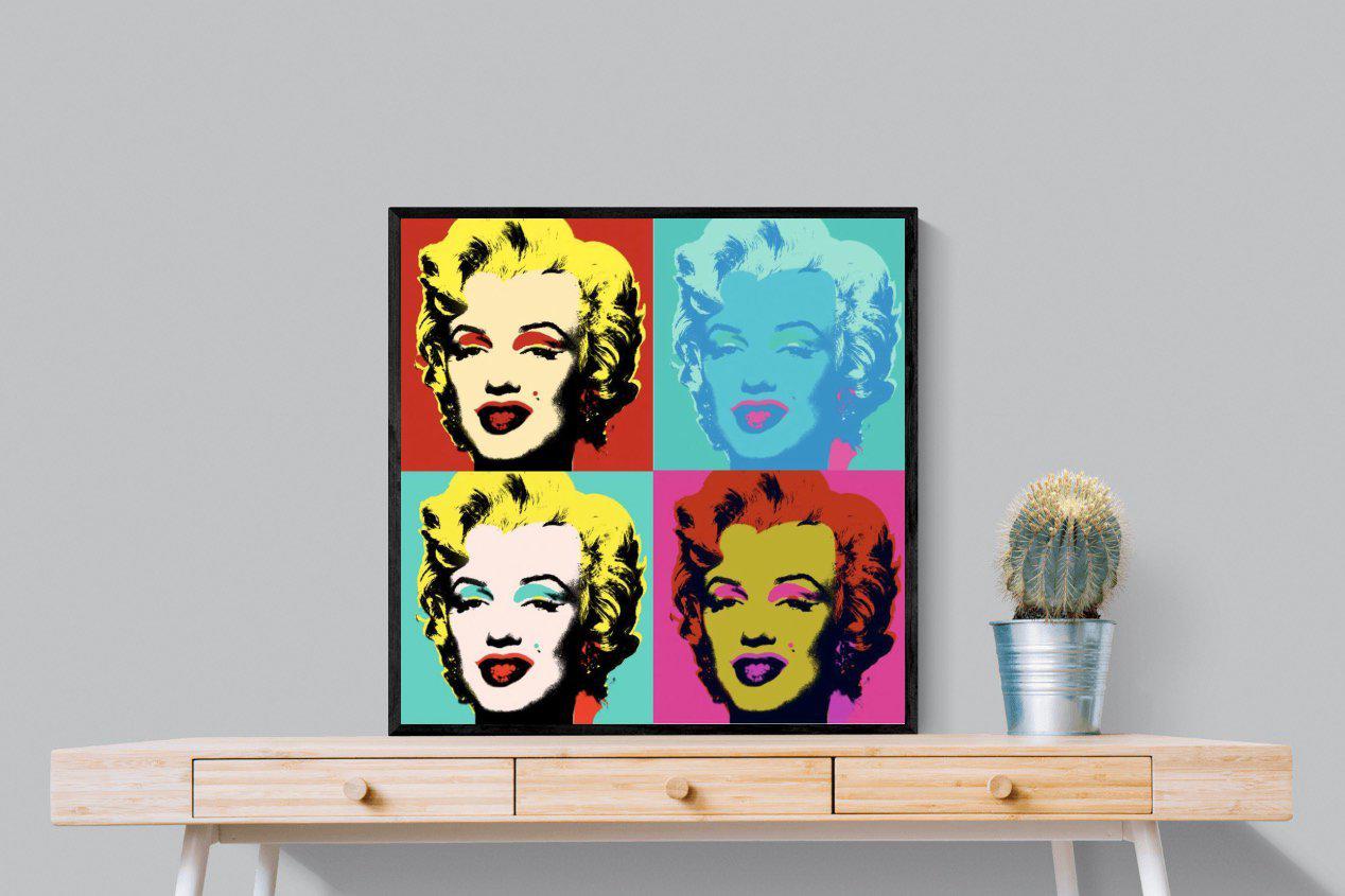 Marilyn Diptych-Wall_Art-80 x 80cm-Mounted Canvas-Black-Pixalot