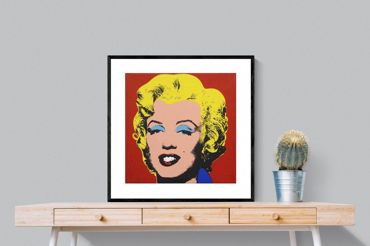 Marilyn Diptych Portrait-Wall_Art-80 x 80cm-Framed Print-Black-Pixalot