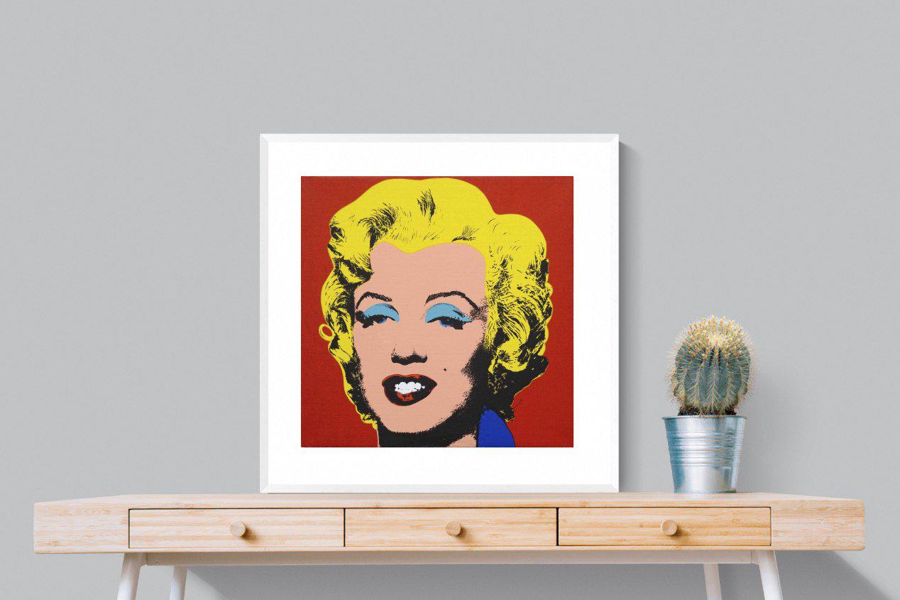 Marilyn Diptych Portrait-Wall_Art-80 x 80cm-Framed Print-White-Pixalot