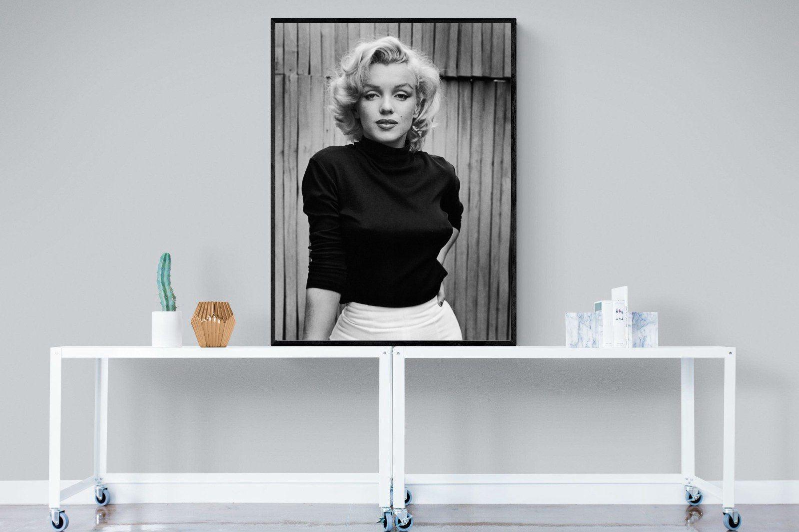 Marilyn Monroe-Wall_Art-90 x 120cm-Mounted Canvas-Black-Pixalot