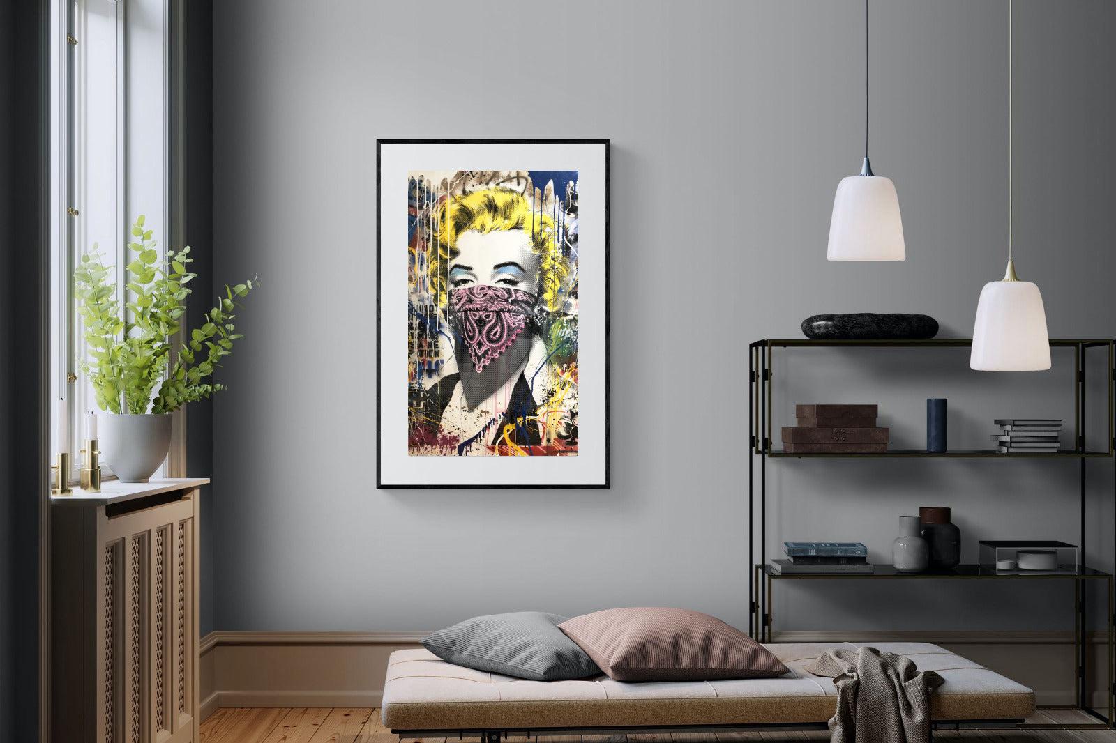 Marilyn Monroe Street Art-Wall_Art-100 x 150cm-Framed Print-Black-Pixalot