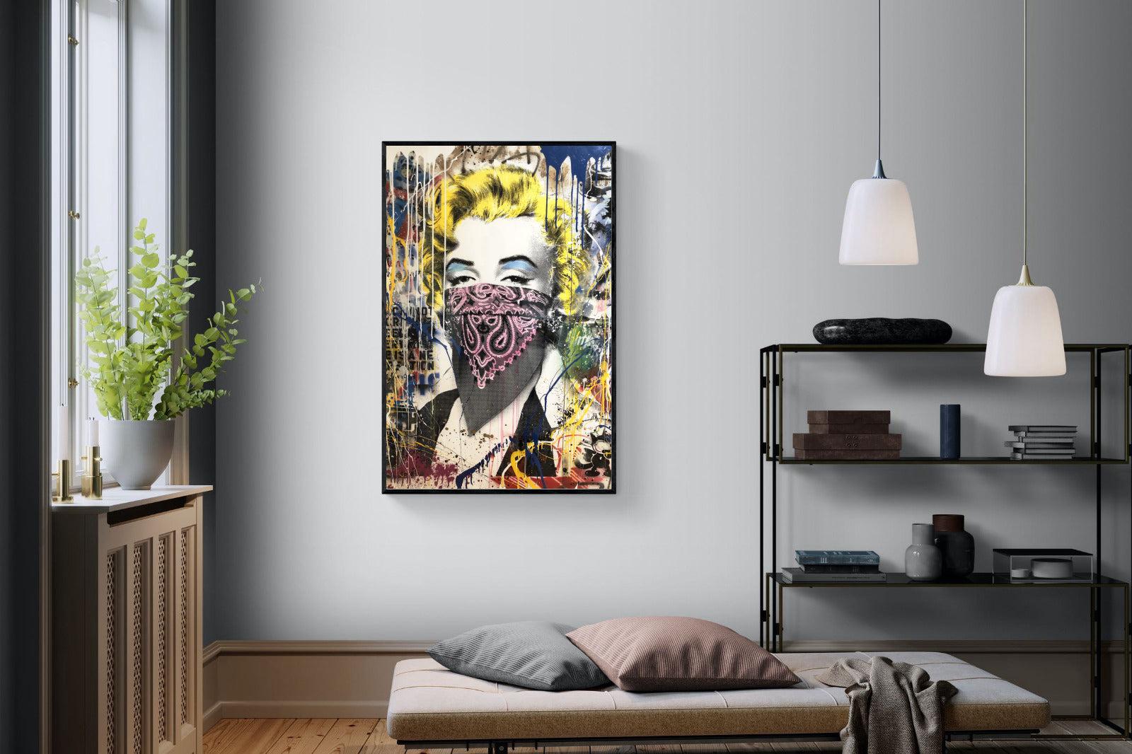 Marilyn Monroe Street Art-Wall_Art-100 x 150cm-Mounted Canvas-Black-Pixalot