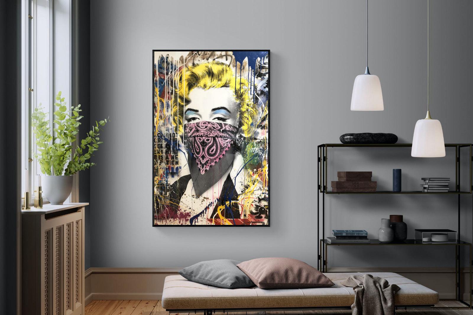 Marilyn Monroe Street Art-Wall_Art-120 x 180cm-Mounted Canvas-Black-Pixalot