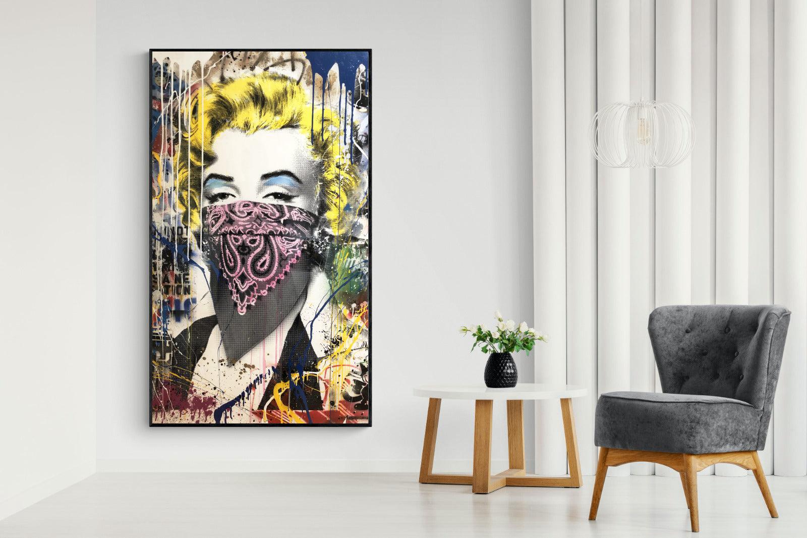 Marilyn Monroe Street Art-Wall_Art-130 x 220cm-Mounted Canvas-Black-Pixalot