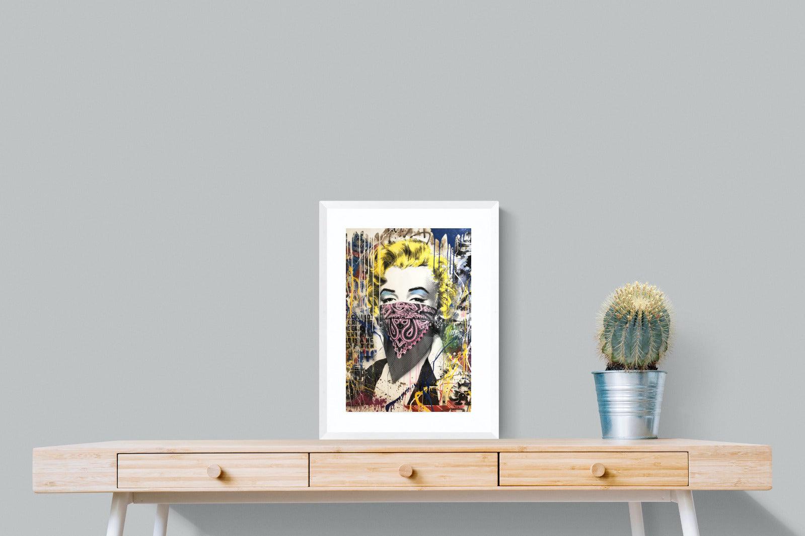 Marilyn Monroe Street Art-Wall_Art-45 x 60cm-Framed Print-White-Pixalot