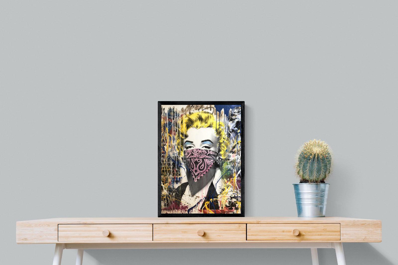 Marilyn Monroe Street Art-Wall_Art-45 x 60cm-Mounted Canvas-Black-Pixalot