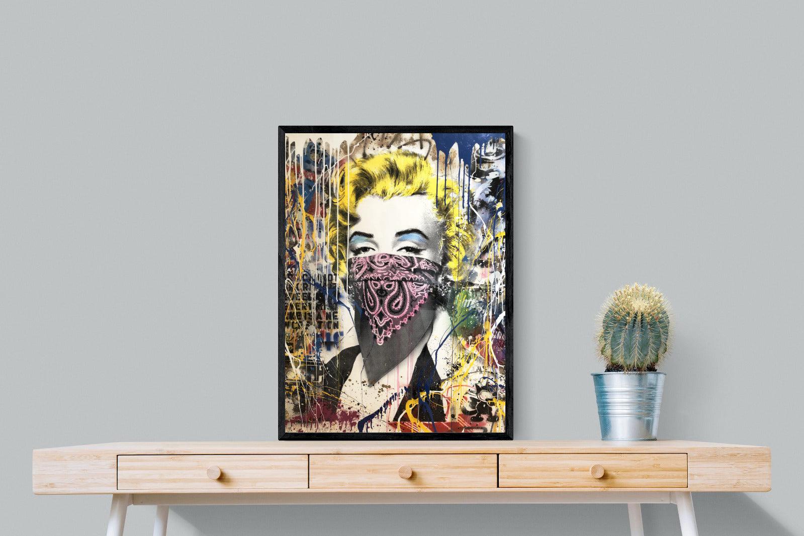 Marilyn Monroe Street Art-Wall_Art-60 x 80cm-Mounted Canvas-Black-Pixalot