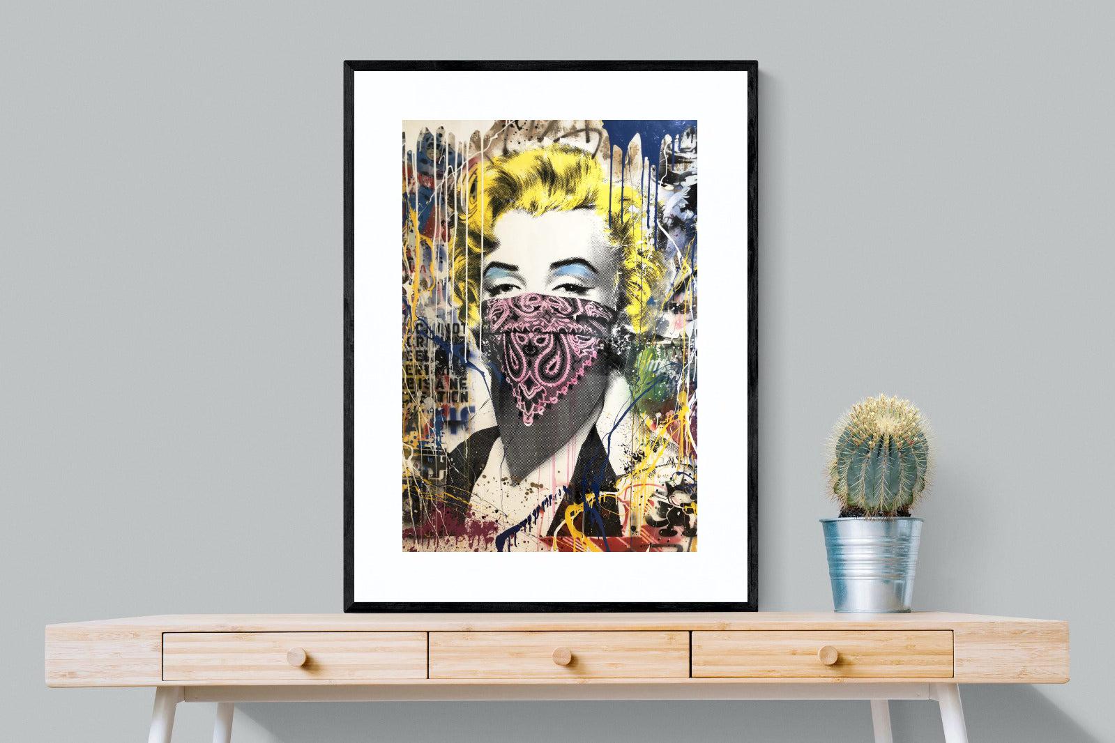 Marilyn Monroe Street Art-Wall_Art-75 x 100cm-Framed Print-Black-Pixalot