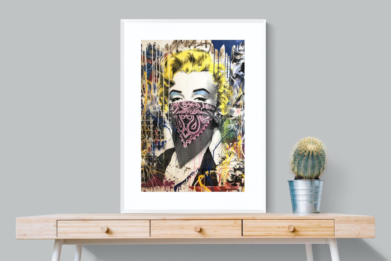 Marilyn Monroe Street Art-Wall_Art-75 x 100cm-Framed Print-White-Pixalot