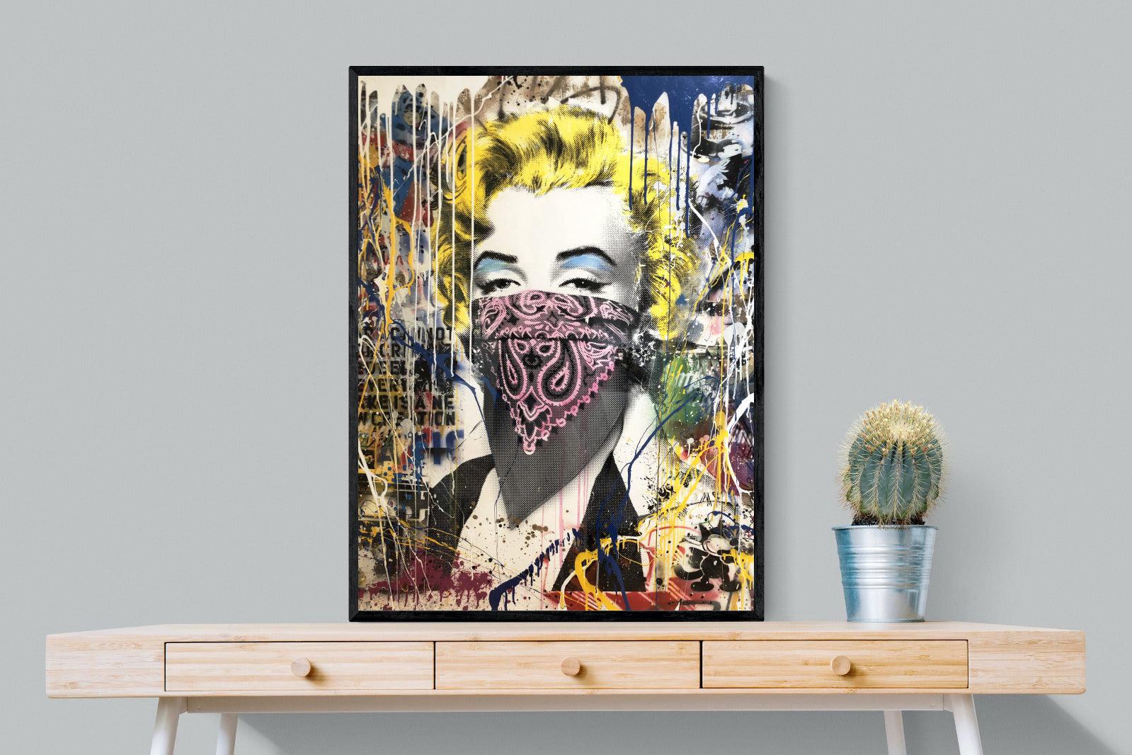 Marilyn Monroe Street Art-Wall_Art-75 x 100cm-Mounted Canvas-Black-Pixalot