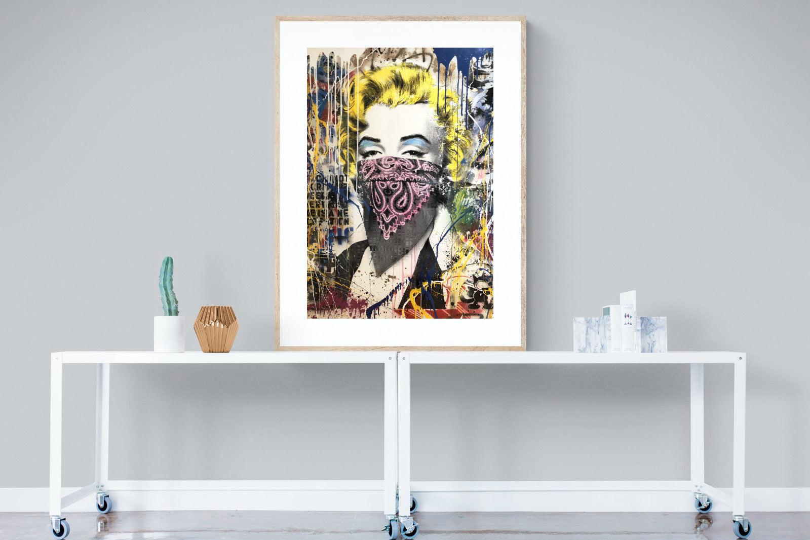Marilyn Monroe Street Art-Wall_Art-90 x 120cm-Framed Print-Wood-Pixalot