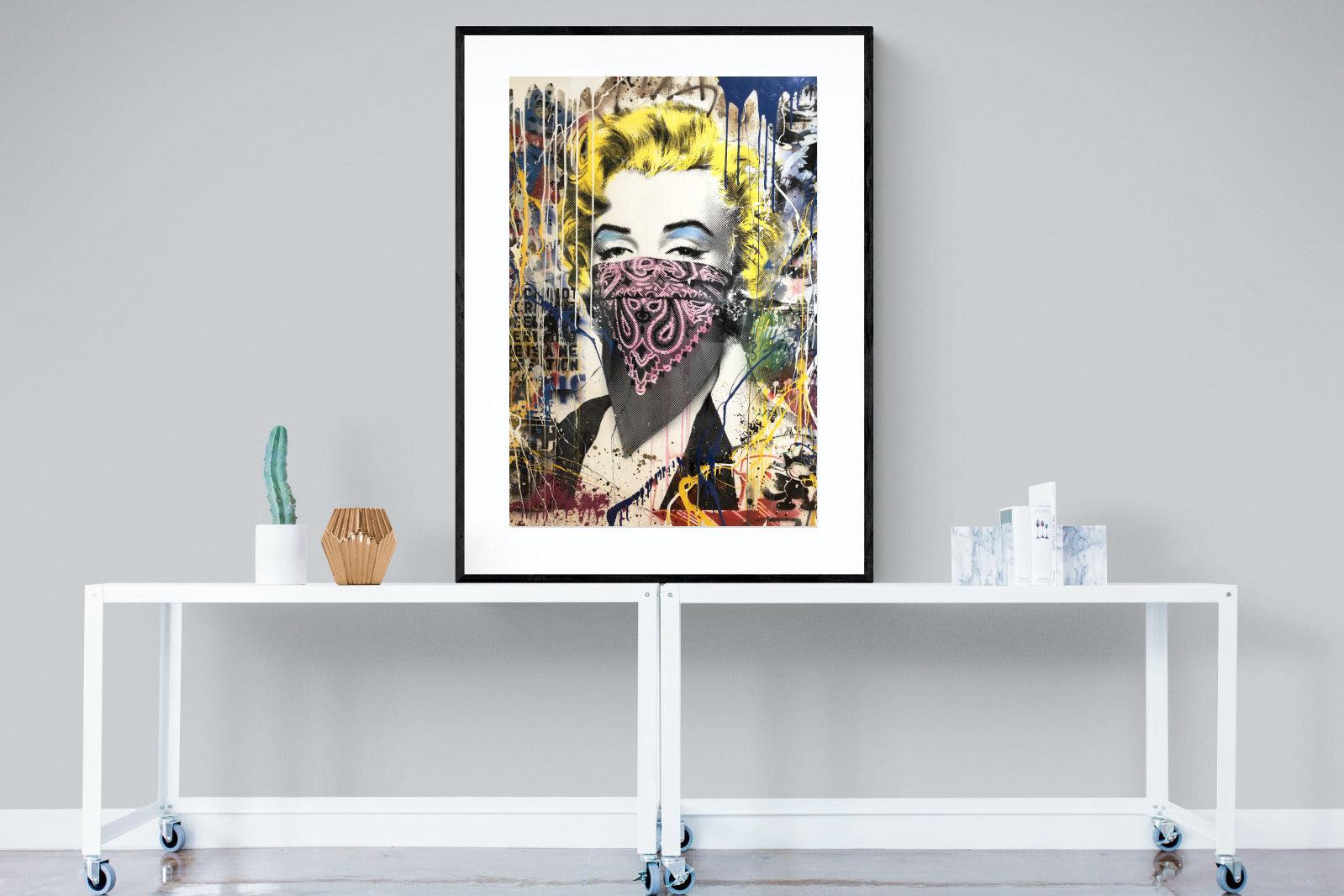 Marilyn Monroe Street Art-Wall_Art-90 x 120cm-Framed Print-Black-Pixalot