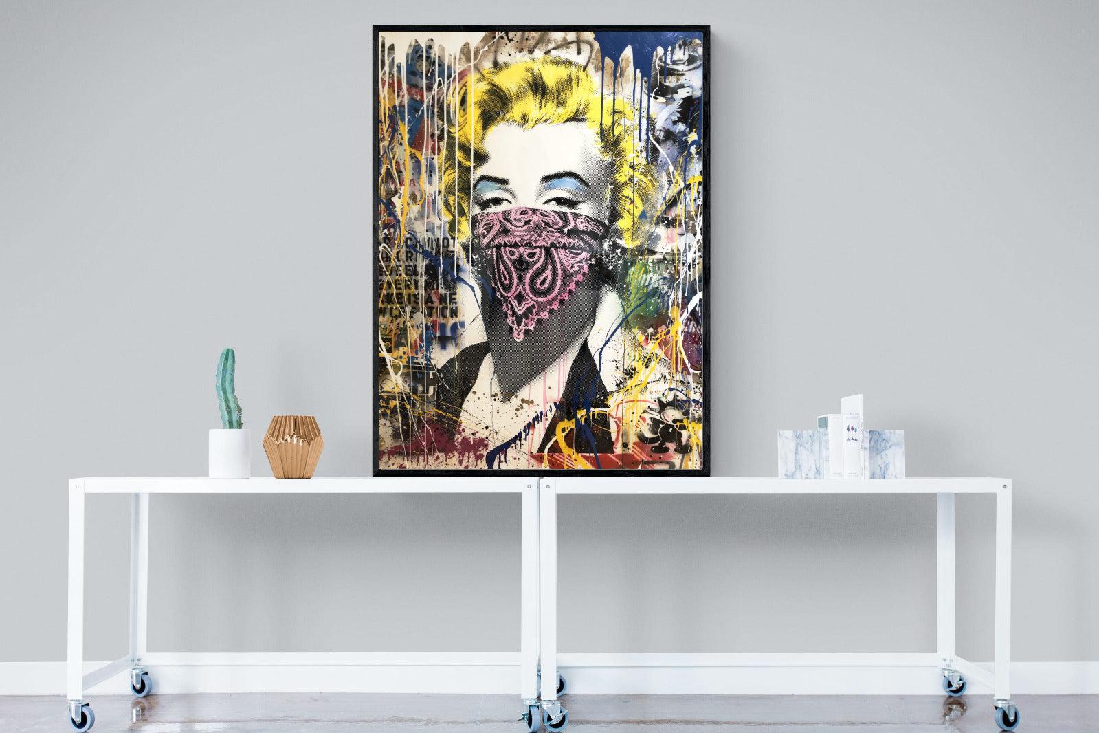 Marilyn Monroe Street Art-Wall_Art-90 x 120cm-Mounted Canvas-Black-Pixalot