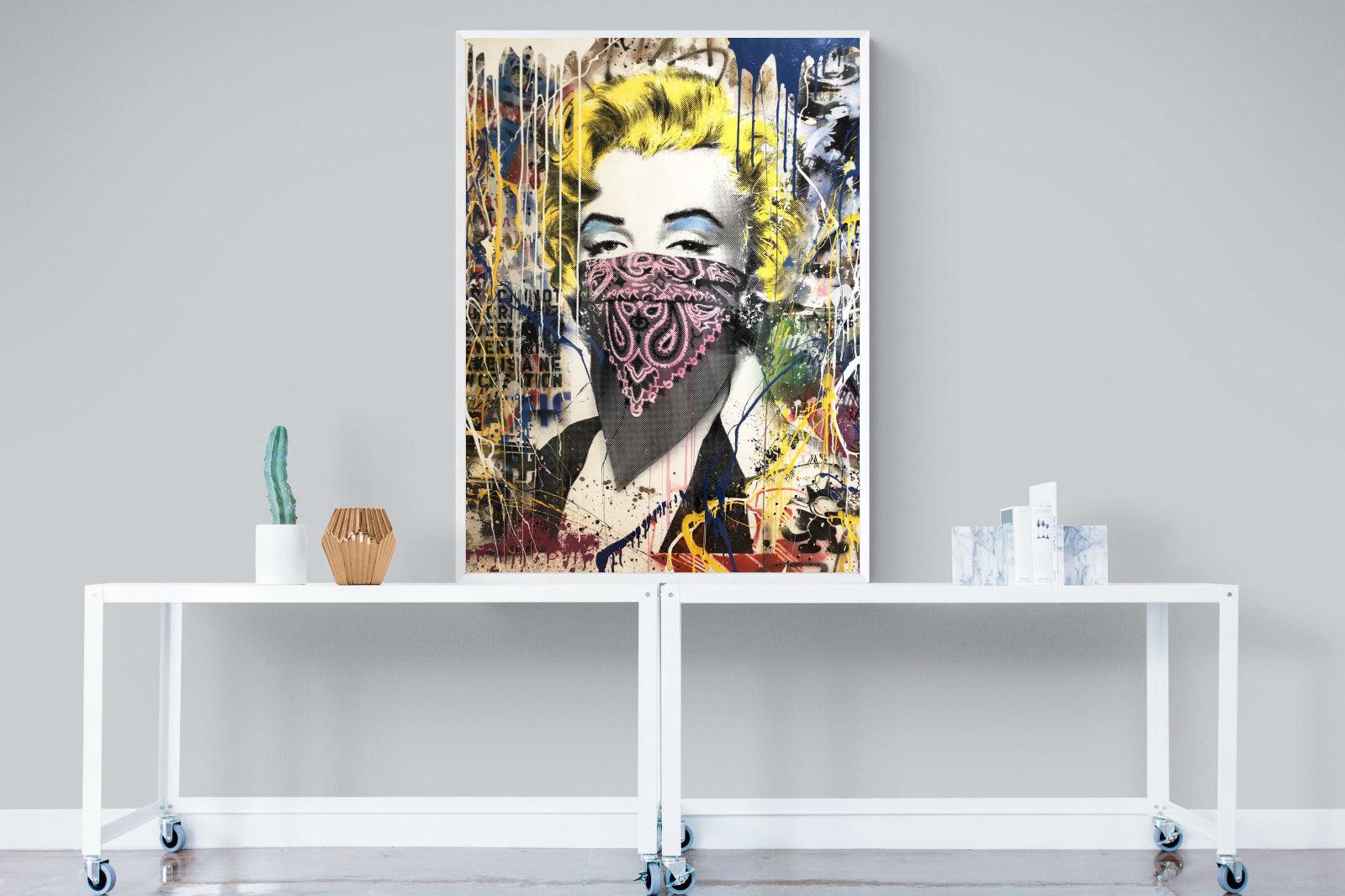 Marilyn Monroe Street Art-Wall_Art-90 x 120cm-Mounted Canvas-White-Pixalot