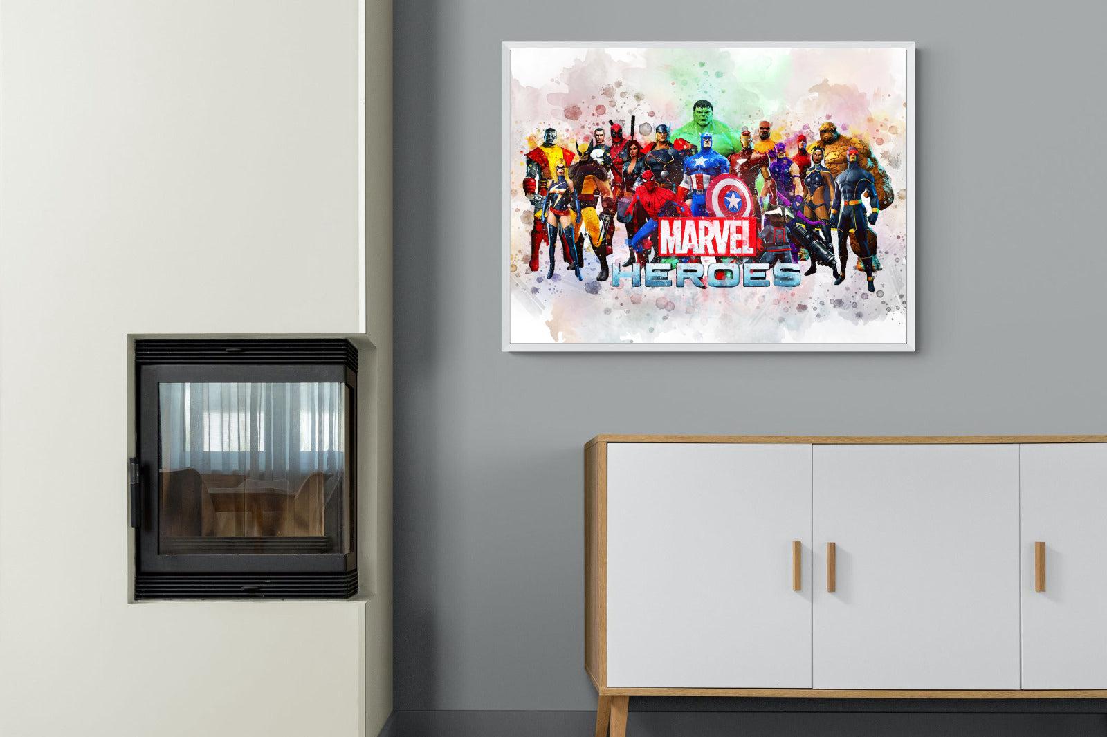Marvel Heroes-Wall_Art-100 x 75cm-Mounted Canvas-White-Pixalot
