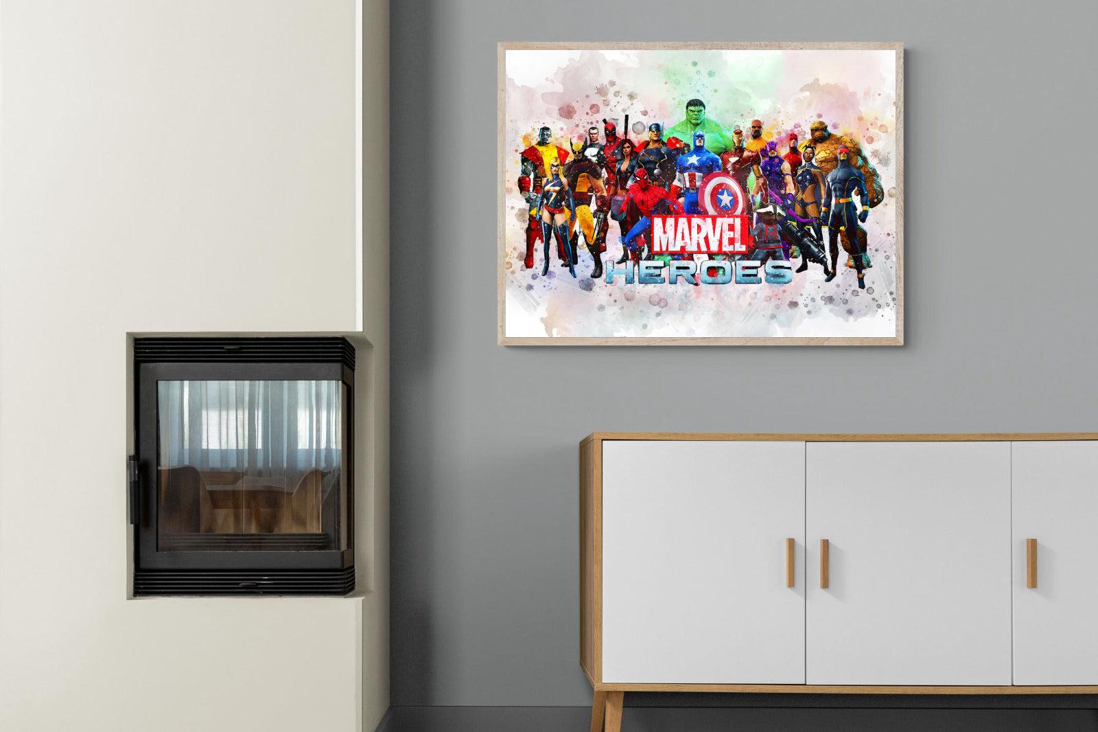 Marvel Heroes-Wall_Art-100 x 75cm-Mounted Canvas-Wood-Pixalot