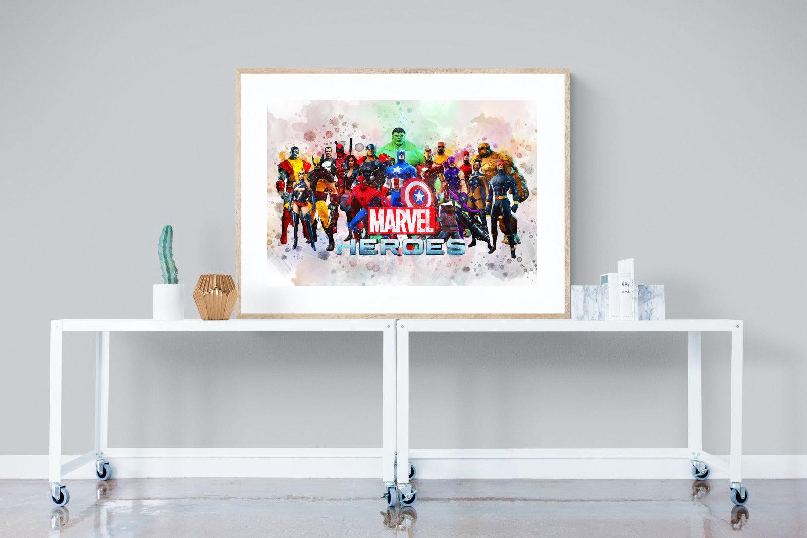 Marvel Heroes-Wall_Art-120 x 90cm-Framed Print-Wood-Pixalot