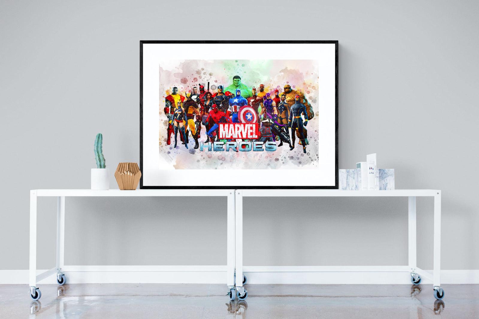 Marvel Heroes-Wall_Art-120 x 90cm-Framed Print-Black-Pixalot