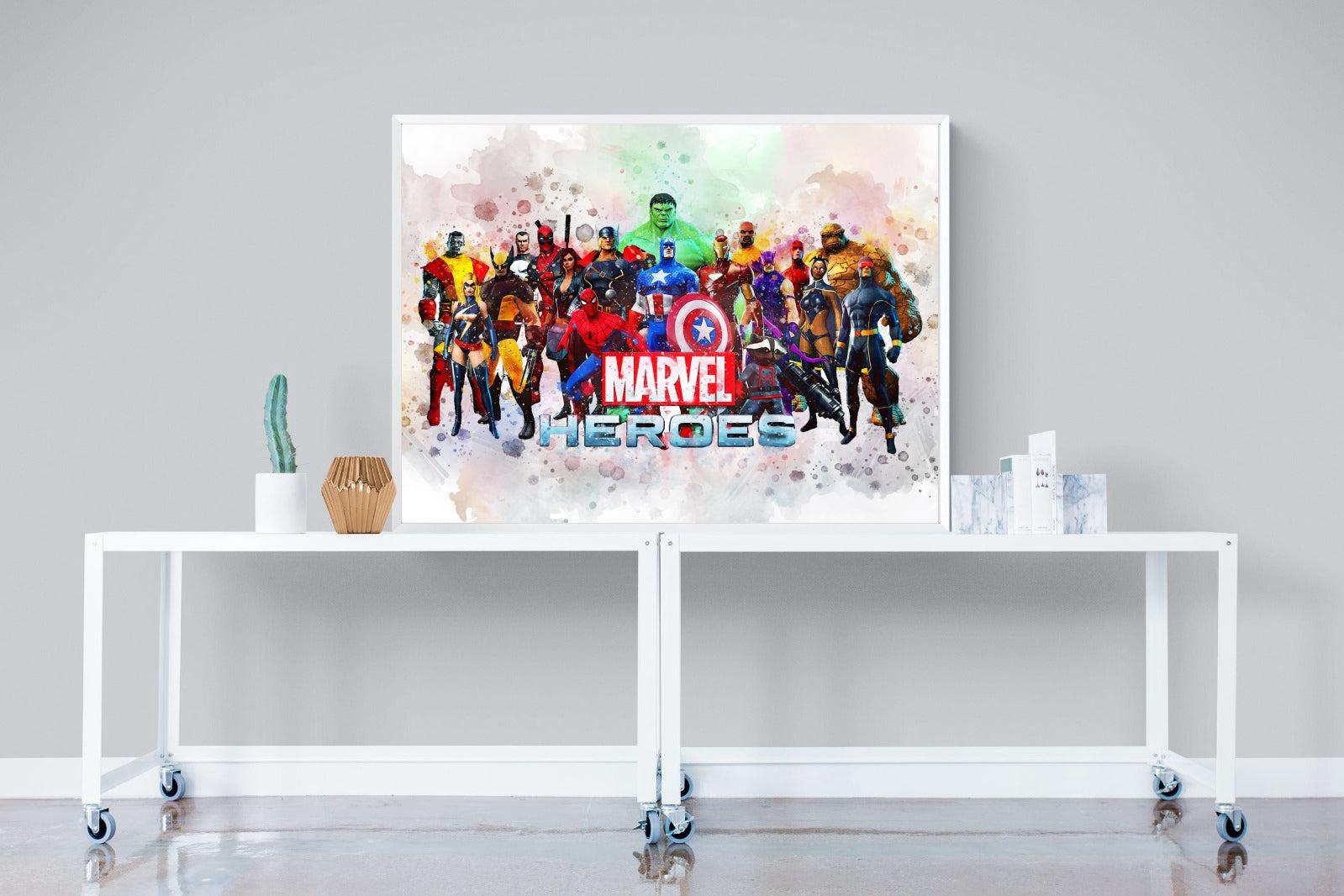 Marvel Heroes-Wall_Art-120 x 90cm-Mounted Canvas-White-Pixalot