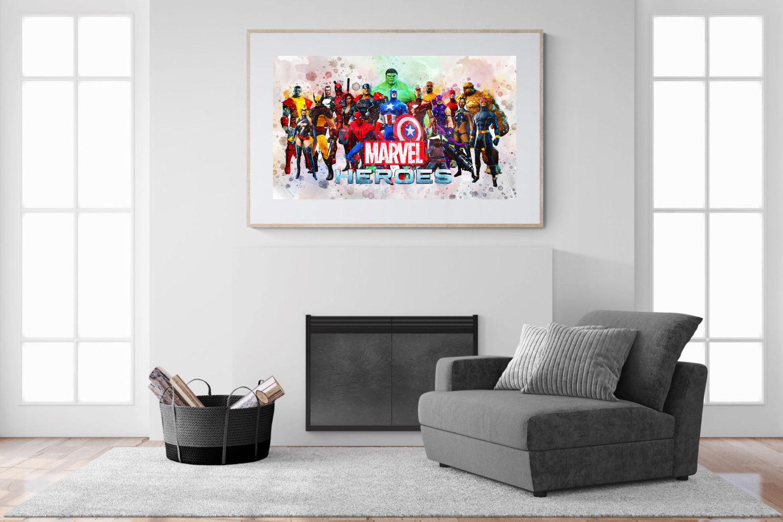 Marvel Heroes-Wall_Art-150 x 100cm-Framed Print-Wood-Pixalot