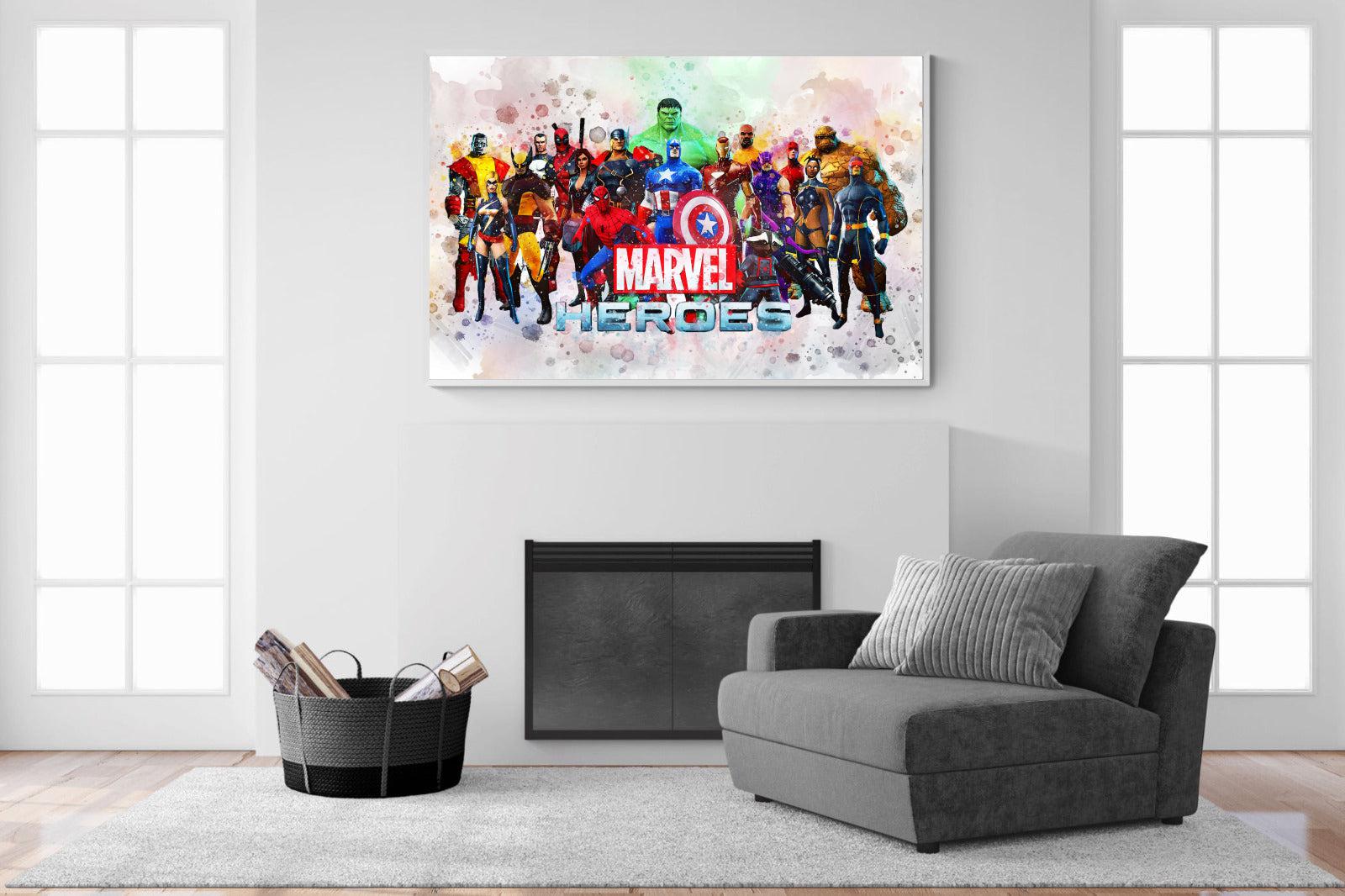 Marvel Heroes-Wall_Art-150 x 100cm-Mounted Canvas-White-Pixalot