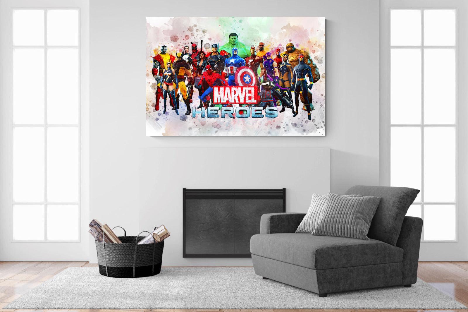 Marvel Heroes-Wall_Art-150 x 100cm-Mounted Canvas-No Frame-Pixalot