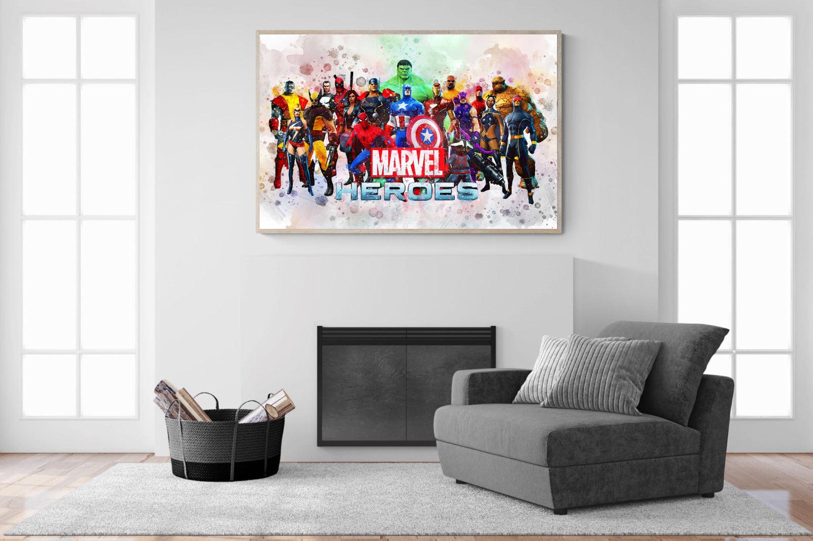 Marvel Heroes-Wall_Art-150 x 100cm-Mounted Canvas-Wood-Pixalot