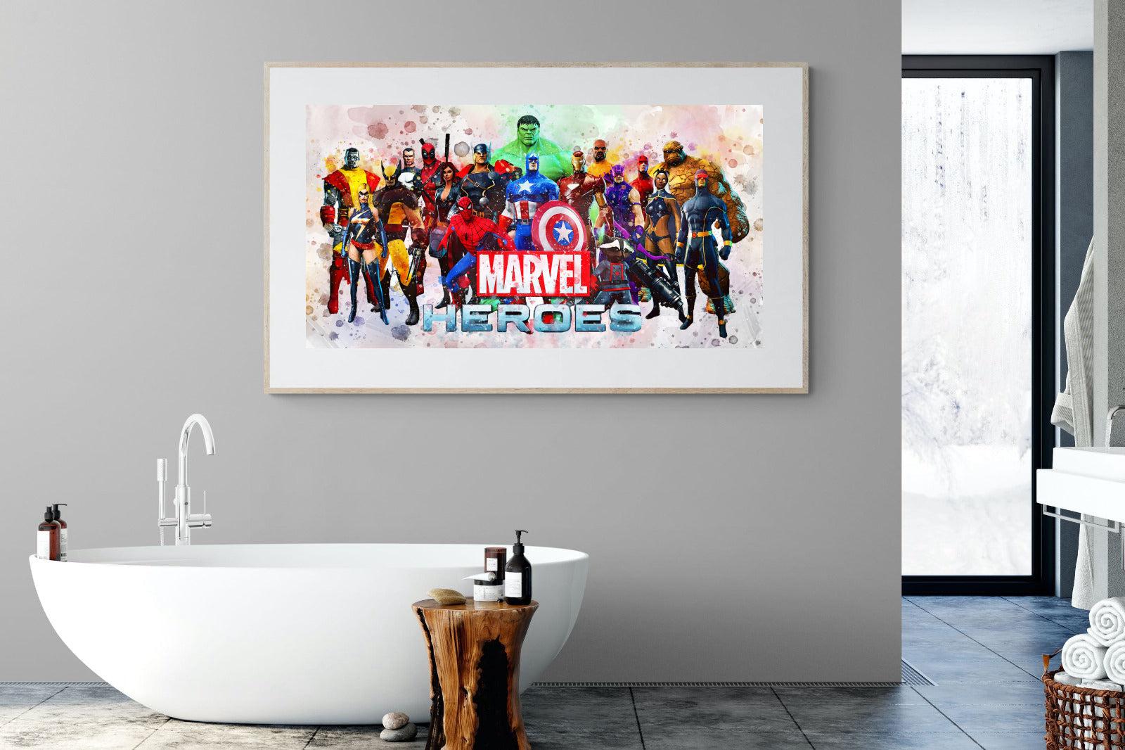 Marvel Heroes-Wall_Art-180 x 110cm-Framed Print-Wood-Pixalot