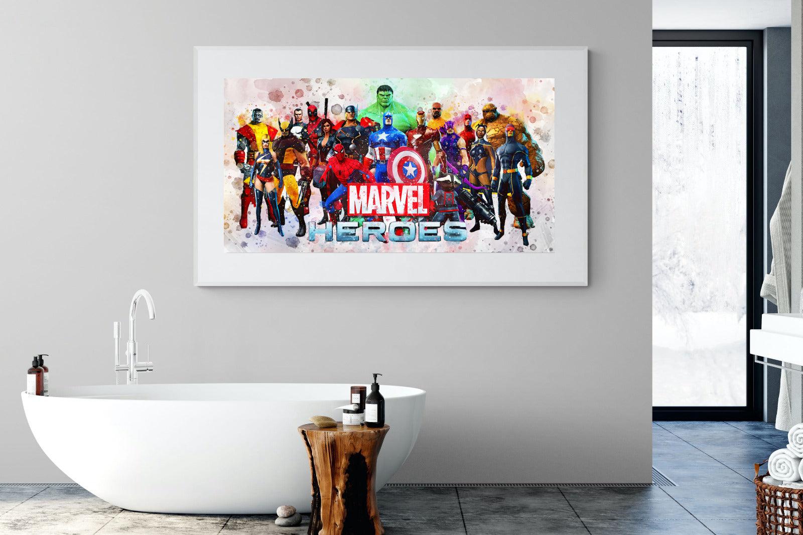 Marvel Heroes-Wall_Art-180 x 110cm-Framed Print-White-Pixalot