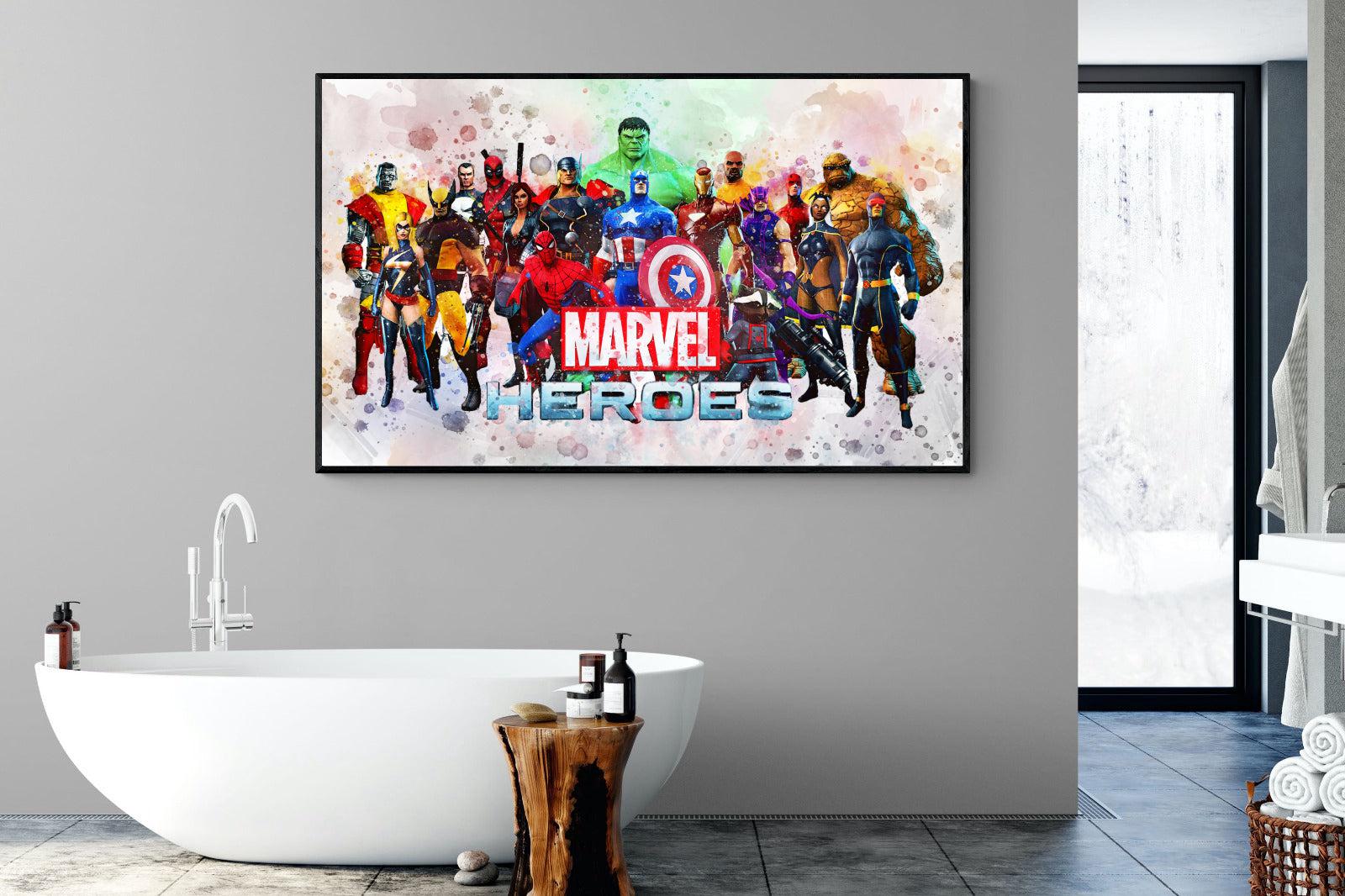 Marvel Heroes-Wall_Art-180 x 110cm-Mounted Canvas-Black-Pixalot